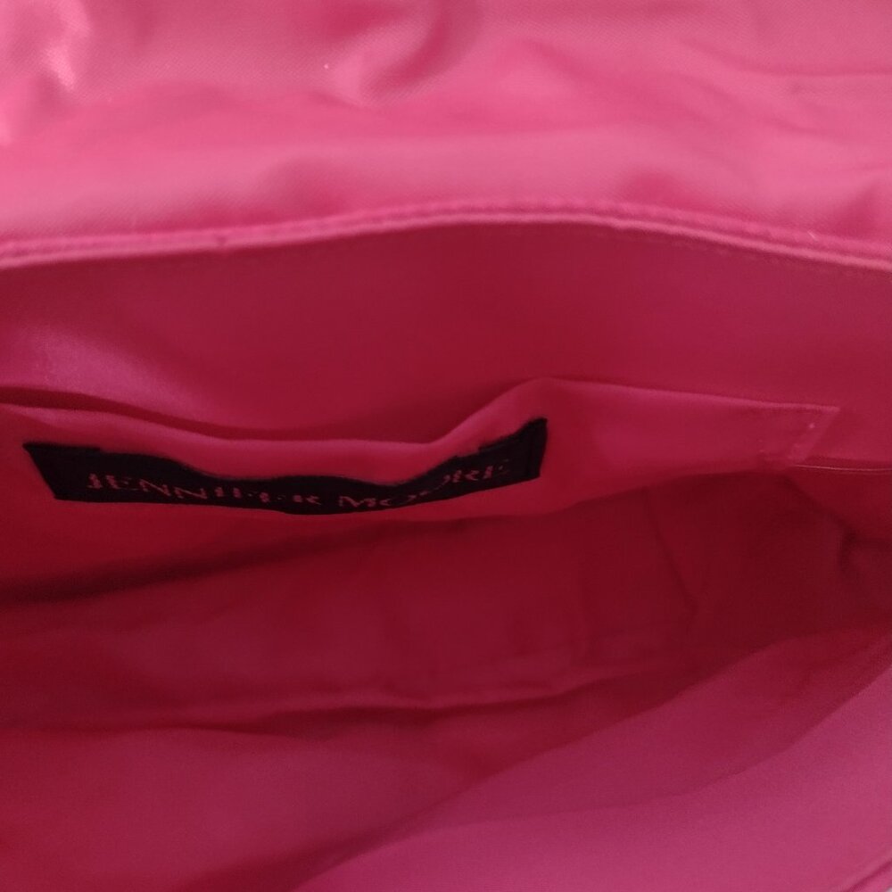 Jennifer Moore Bright Pink Satin Clutch With Sparkly Buckle Accent - Picture 3 of 6